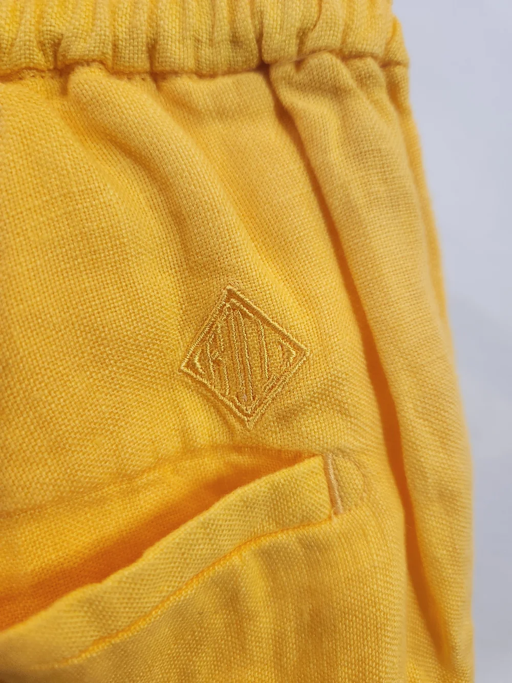 NWT Ralph Lauren Purple Label Rumpled Linen Drawstring Trouser Yellow Sz 32